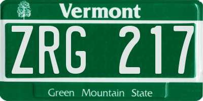 VT license plate ZRG217