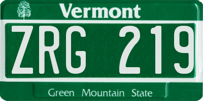 VT license plate ZRG219