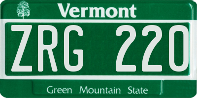 VT license plate ZRG220