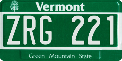 VT license plate ZRG221