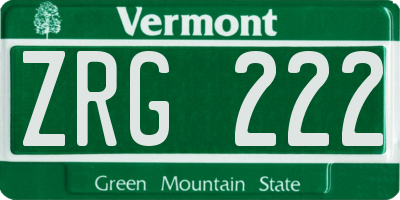 VT license plate ZRG222