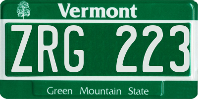 VT license plate ZRG223