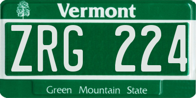 VT license plate ZRG224