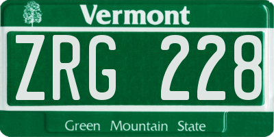 VT license plate ZRG228