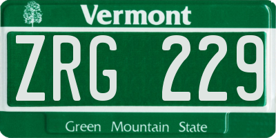 VT license plate ZRG229