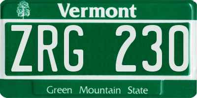 VT license plate ZRG230