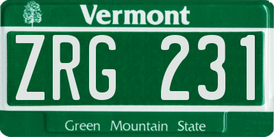 VT license plate ZRG231