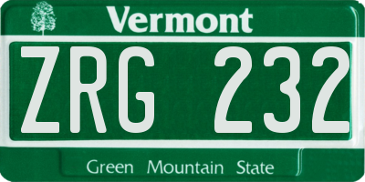 VT license plate ZRG232