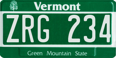 VT license plate ZRG234