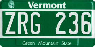 VT license plate ZRG236