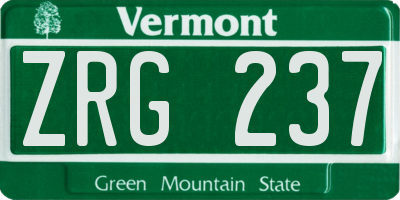 VT license plate ZRG237