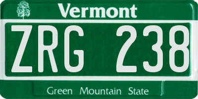 VT license plate ZRG238