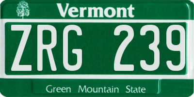 VT license plate ZRG239