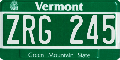 VT license plate ZRG245