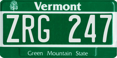 VT license plate ZRG247