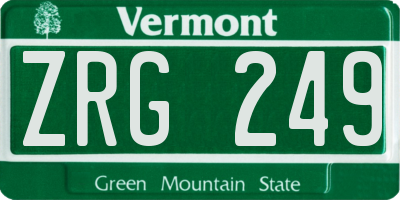 VT license plate ZRG249