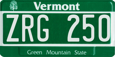 VT license plate ZRG250