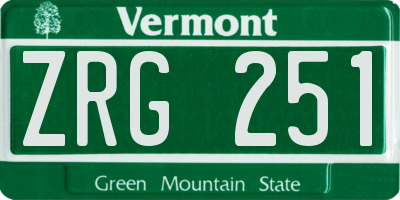 VT license plate ZRG251