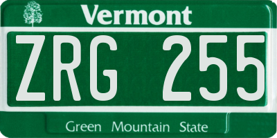 VT license plate ZRG255