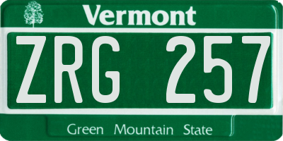 VT license plate ZRG257