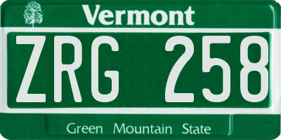 VT license plate ZRG258