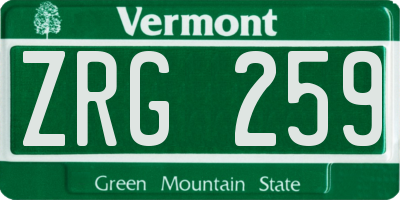 VT license plate ZRG259