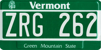 VT license plate ZRG262