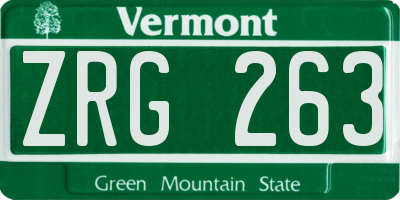 VT license plate ZRG263