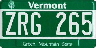 VT license plate ZRG265