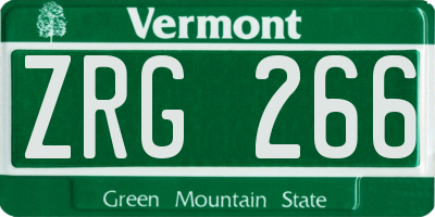 VT license plate ZRG266