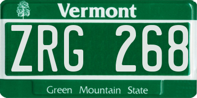 VT license plate ZRG268