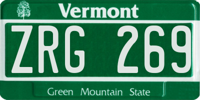 VT license plate ZRG269
