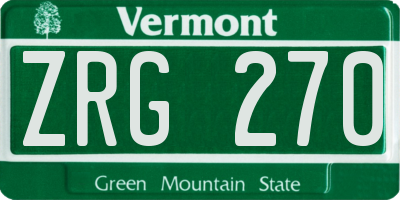 VT license plate ZRG270