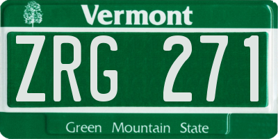 VT license plate ZRG271