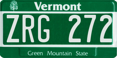VT license plate ZRG272