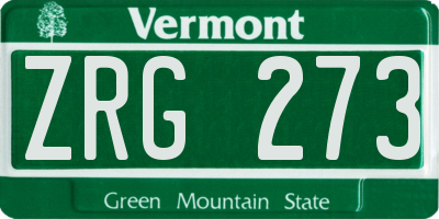 VT license plate ZRG273