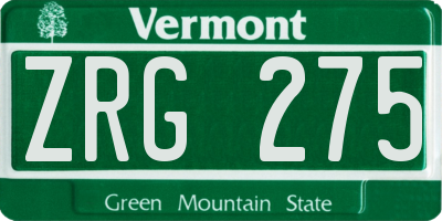 VT license plate ZRG275