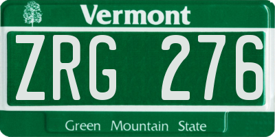 VT license plate ZRG276