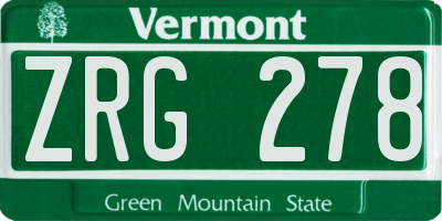 VT license plate ZRG278