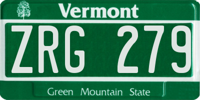 VT license plate ZRG279