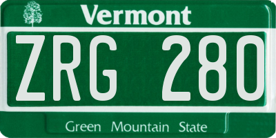 VT license plate ZRG280