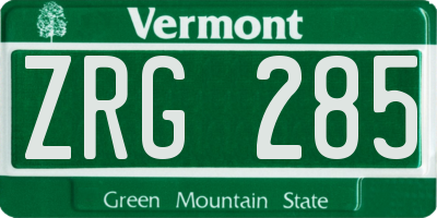 VT license plate ZRG285