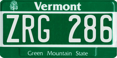 VT license plate ZRG286