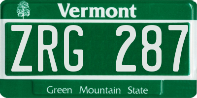 VT license plate ZRG287