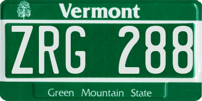 VT license plate ZRG288