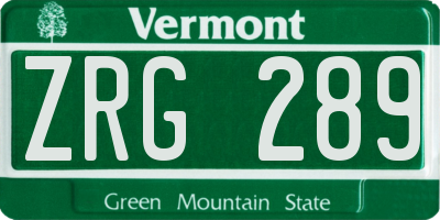 VT license plate ZRG289