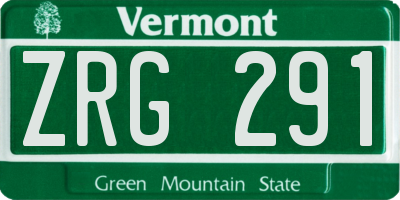 VT license plate ZRG291
