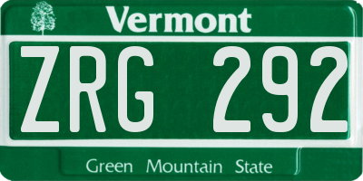 VT license plate ZRG292