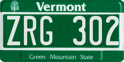 VT license plate ZRG302