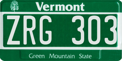 VT license plate ZRG303